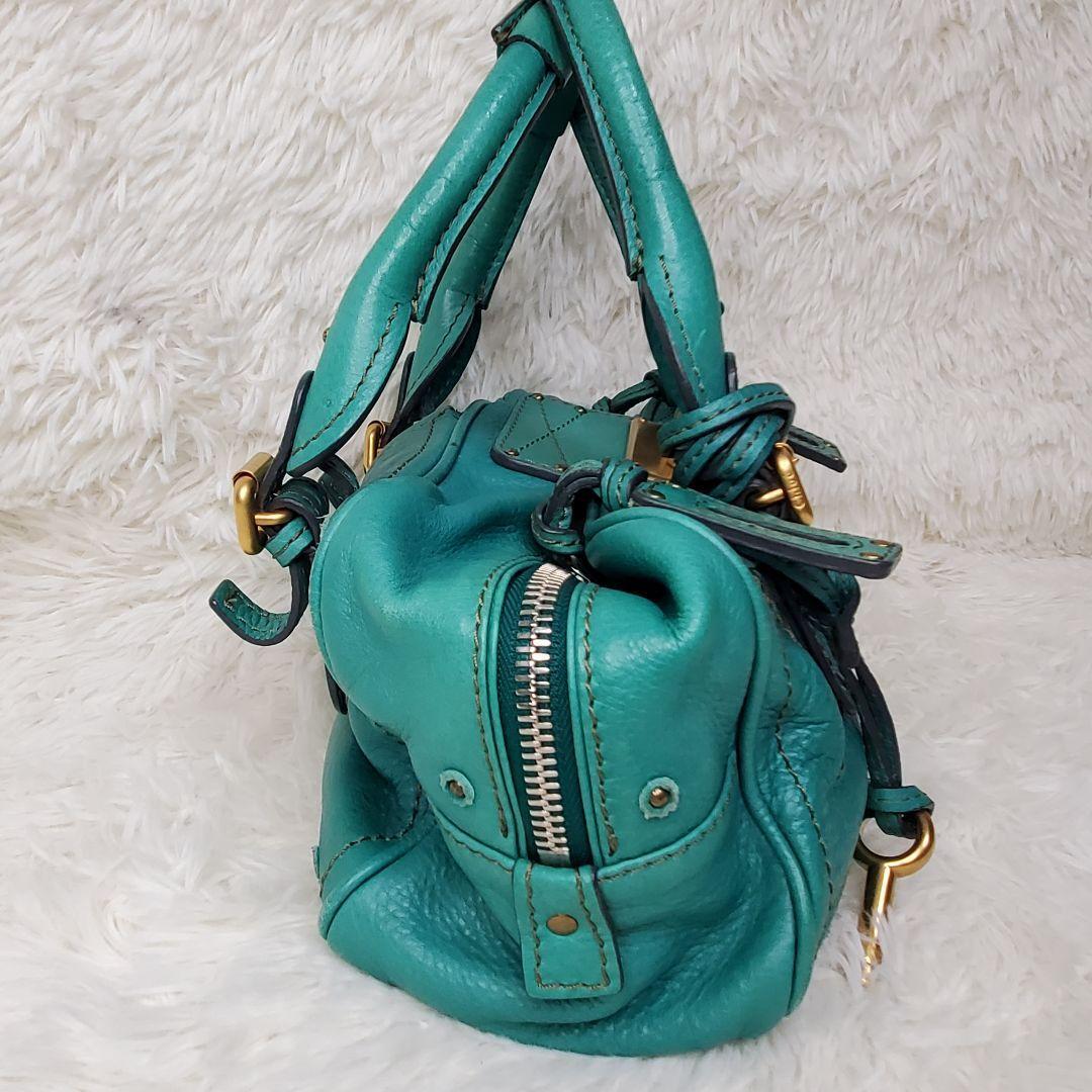 Auth Chloe Paddington Leather Tote Bag Handbag Green No Padlock